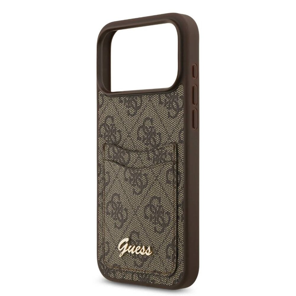 Guess Guess iPhone 17 Pro Back-Cover hul - With Cardslot - Script Metal Logo - Braun