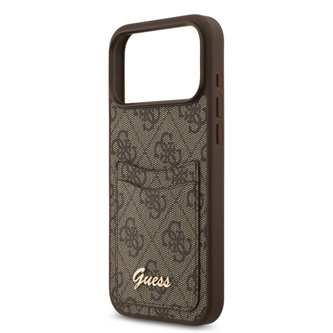 Guess Guess iPhone 17 Pro Backcover hoesje - With Cardslot - Script Metal Logo - Bruin, foto 5 van 6