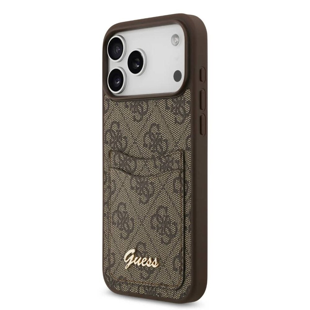 Guess Guess iPhone 17 Pro Back-Cover hul - With Cardslot - Script Metal Logo - Braun