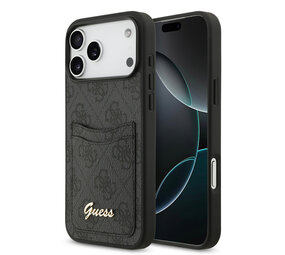Guess Guess iPhone 17 Pro Max Backcover hoesje - With Cardslot - Script Metal Logo - Zwart