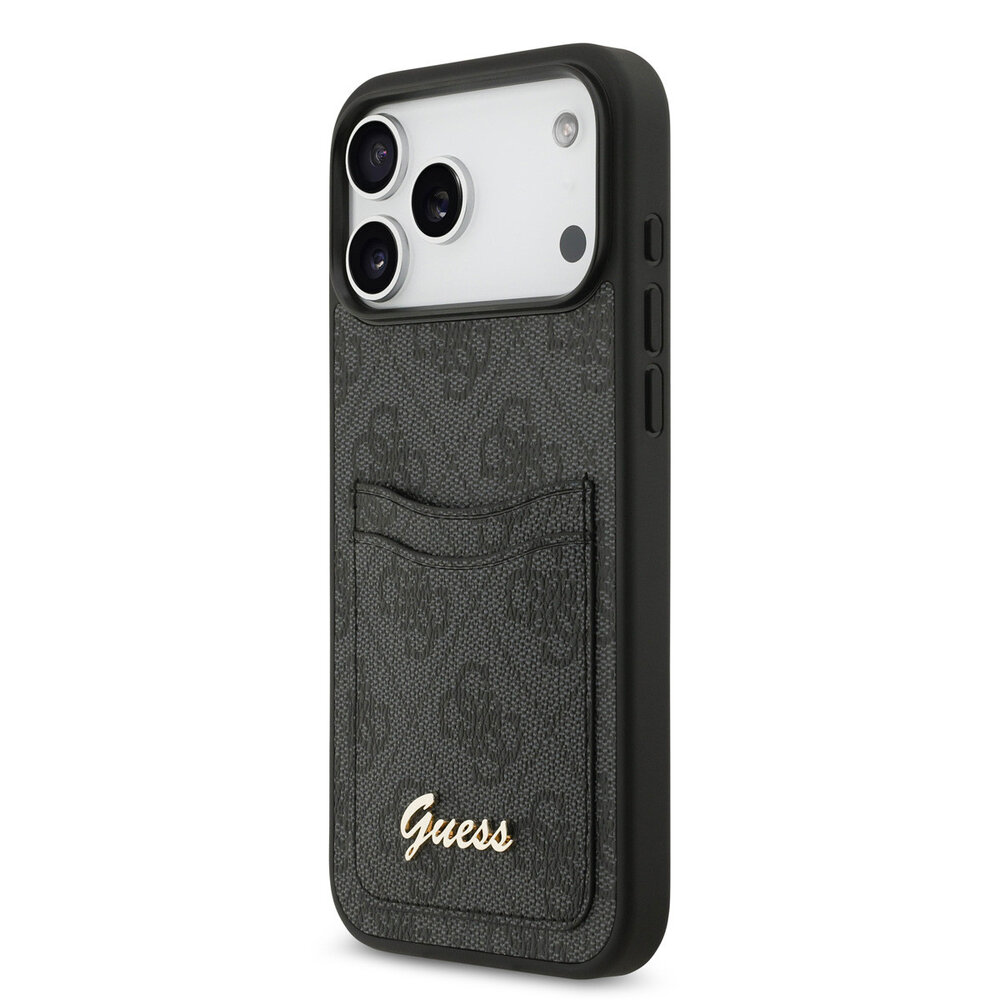 Guess Guess iPhone 17 Pro Max Back cover case - With Cardslot - Script Metal Logo - Black