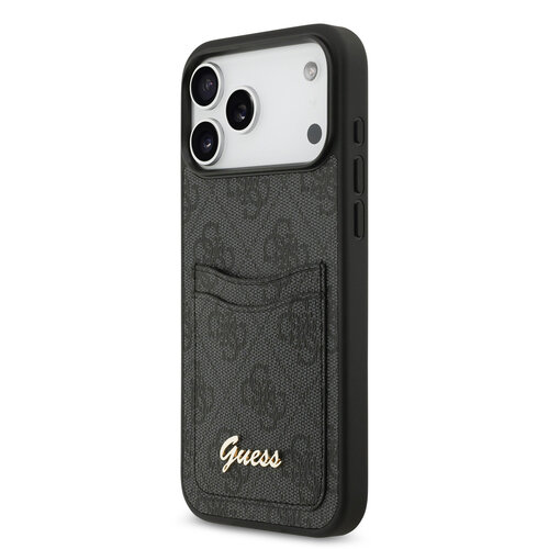 Guess Guess iPhone 17 Pro Max/iPhone 18 Pro Max Coque arrière Compartiment pour carte Logo manuscrit métallique - Noir