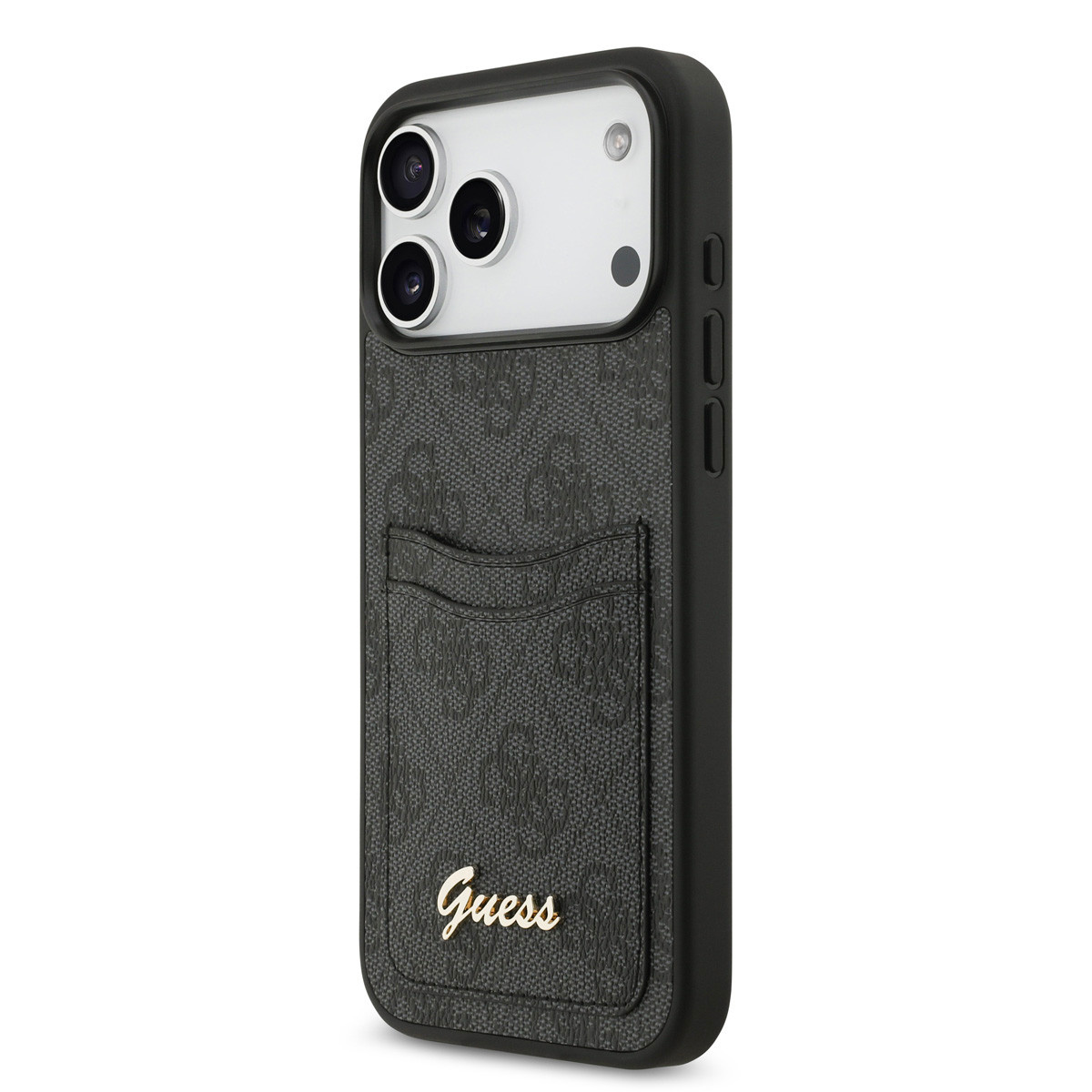 Guess Guess iPhone 17 Pro Max Backcover hoesje - With Cardslot - Script Metal Logo - Zwart, foto 2 van 6