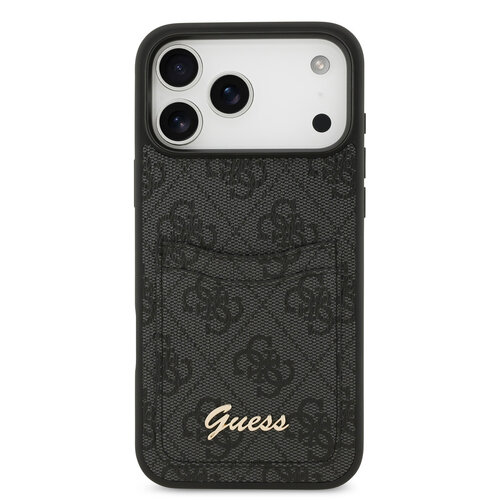 Guess Guess iPhone 17 Pro Max/iPhone 18 Pro Max Coque arrière Compartiment pour carte Logo manuscrit métallique - Noir