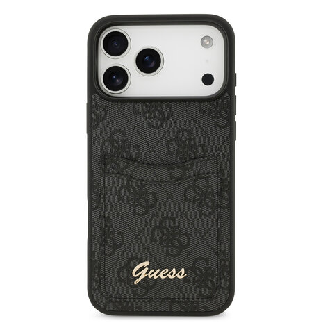 Guess Guess iPhone 17 Pro Max Back cover case - With Cardslot - Script Metal Logo - Black