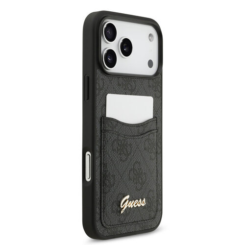 Guess Guess iPhone 17 Pro Max/iPhone 18 Pro Max Coque arrière Compartiment pour carte Logo manuscrit métallique - Noir