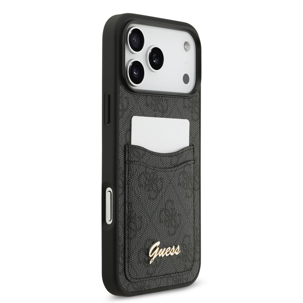 Guess Guess iPhone 17 Pro Max Backcover hoesje - With Cardslot - Script Metal Logo - Zwart, foto 4 van 6
