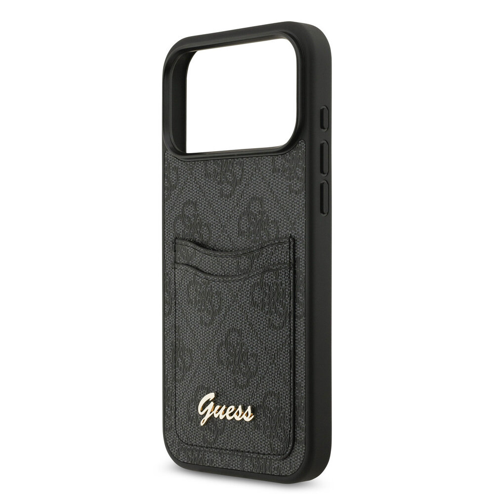Guess Guess iPhone 17 Pro Max Back cover coque - Noir - With Cardslot - Script Metal Logo