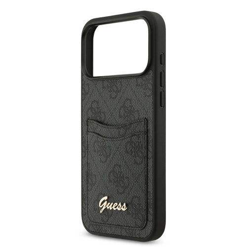 Guess Guess iPhone 17 Pro Max/iPhone 18 Pro Max Coque arrière Compartiment pour carte Logo manuscrit métallique - Noir