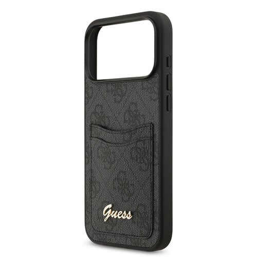 Guess Guess iPhone 17 Pro Max/iPhone 18 Pro Max Handyhülle Kartenfach Schriftzug aus Metall - Schwarz