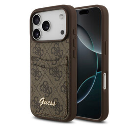 Guess Guess iPhone 17 Pro Max Backcover hoesje - With Cardslot - Script Metal Logo - Bruin