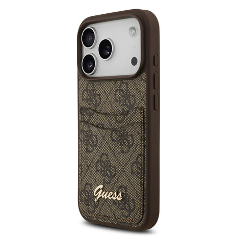 Guess Guess iPhone 17 Pro Max Back-Cover hul - With Cardslot - Script Metal Logo - Braun