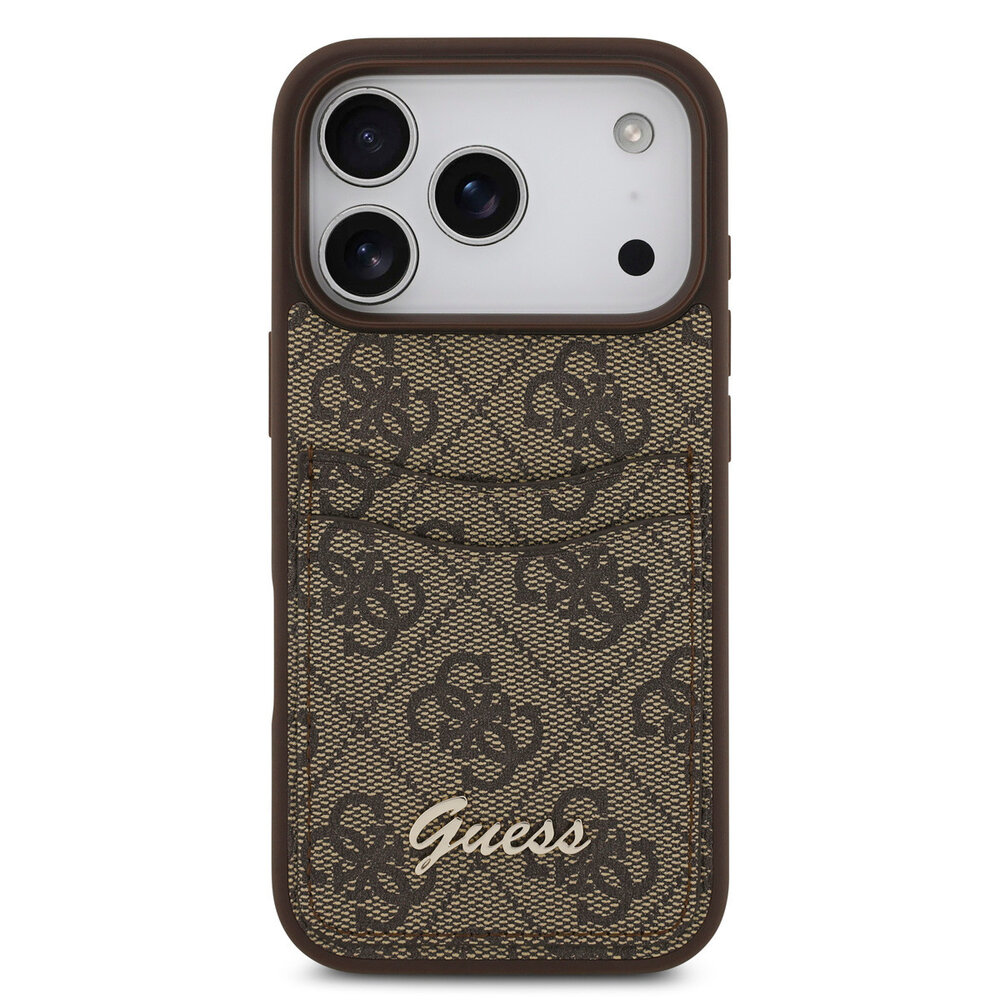Guess Guess iPhone 17 Pro Max Back-Cover hul - With Cardslot - Script Metal Logo - Braun