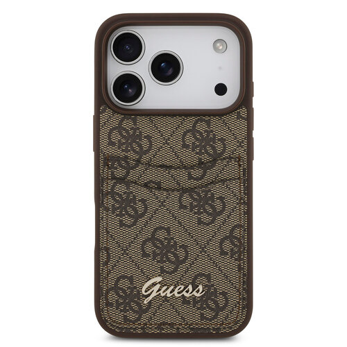 Guess Guess iPhone 17 Pro Max/iPhone 18 Pro Max Handyhülle Kartenfach Schriftzug aus Metall - Braun