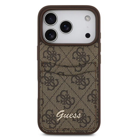 Guess Guess iPhone 17 Pro Max Back cover case - With Cardslot - Script Metal Logo - Brown