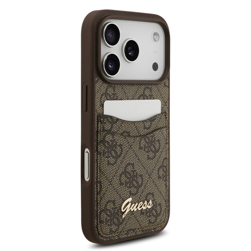 Guess Guess iPhone 17 Pro Max/iPhone 18 Pro Max Handyhülle Kartenfach Schriftzug aus Metall - Braun