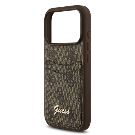 Guess Guess iPhone 17 Pro Max Back cover coque - Marron - With Cardslot - Script Metal Logo