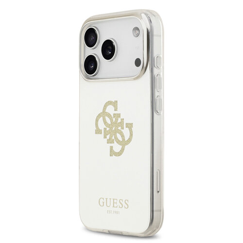 Guess Guess iPhone 17 Pro/iPhone 18 Pro Coque arrière MagSafe Finition miroir avec grand logo 4G à paillettes - Doré