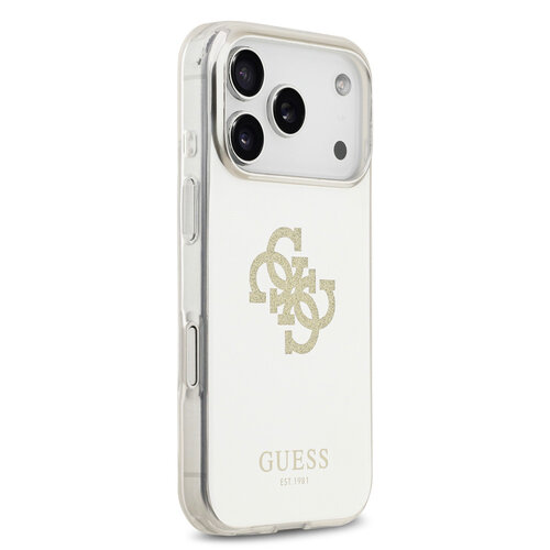 Guess Guess iPhone 17 Pro/iPhone 18 Pro Coque arrière MagSafe Finition miroir avec grand logo 4G à paillettes - Doré