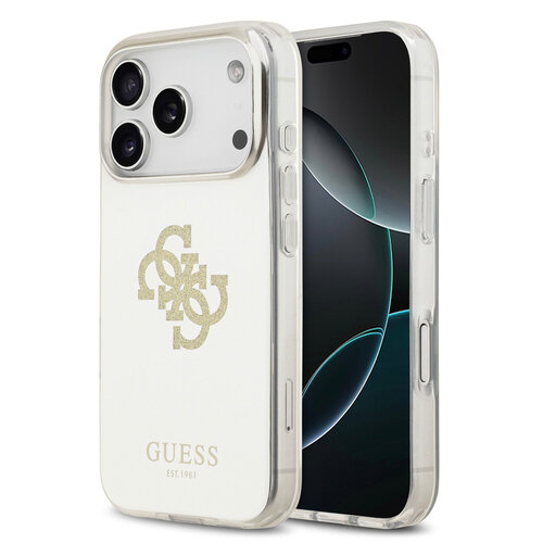 Guess Guess iPhone 17 Pro/iPhone 18 Pro Handyhülle MagSafe Spiegeloberfläche mit großem 4G-Glitzerlogo - Gold