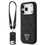 Guess Guess iPhone 17 Pro Backcover hoesje - MagSafe With Crossbody Lanyard - 4G Triangle Logo - Zwart Guess Guess iPhone 17 Pro Backcover hoesje - MagSafe With Crossbody Lanyard - 4G Triangle Logo - Zwart