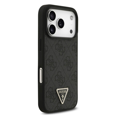 Guess Guess iPhone 17 Pro Back cover coque - Noir - MagSafe With Crossbody Lanyard - 4G Triangle Logo