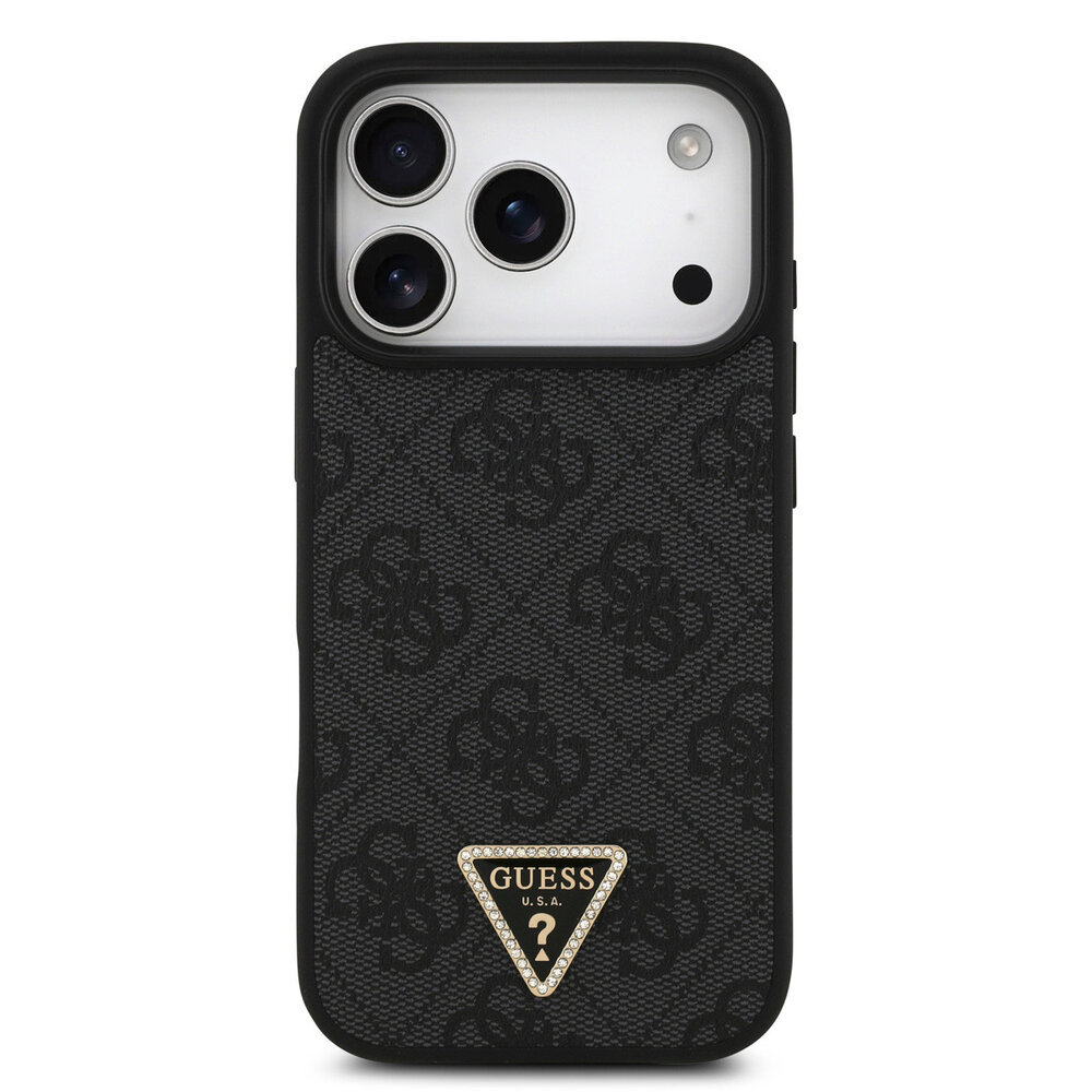 Guess Guess iPhone 17 Pro Back cover coque - Noir - MagSafe With Crossbody Lanyard - 4G Triangle Logo