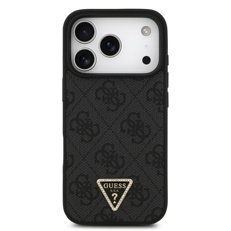 Guess Guess iPhone 17 Pro Backcover hoesje - MagSafe With Crossbody Lanyard - 4G Triangle Logo - Zwart