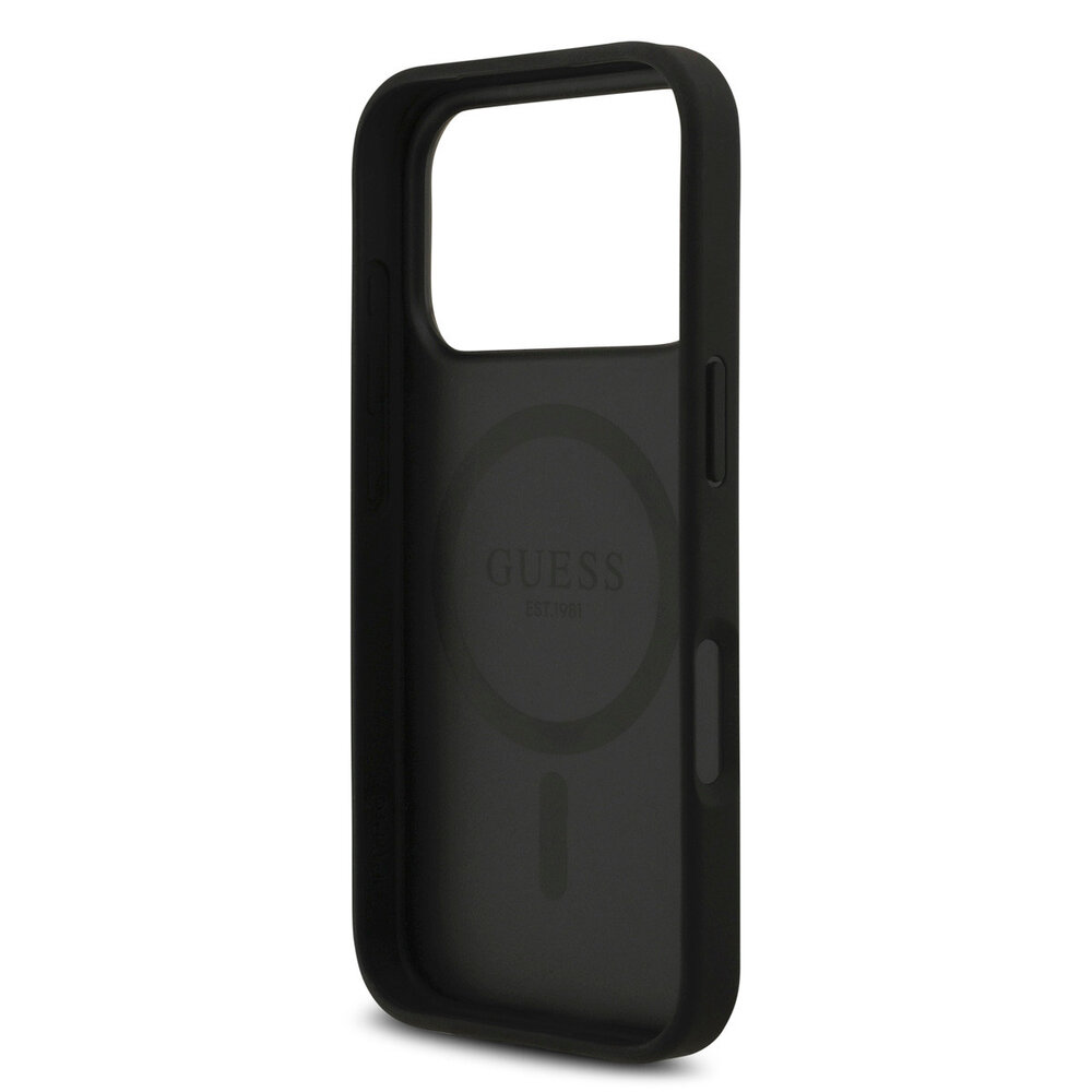 Guess Guess iPhone 17 Pro Back cover coque - Noir - MagSafe With Crossbody Lanyard - 4G Triangle Logo