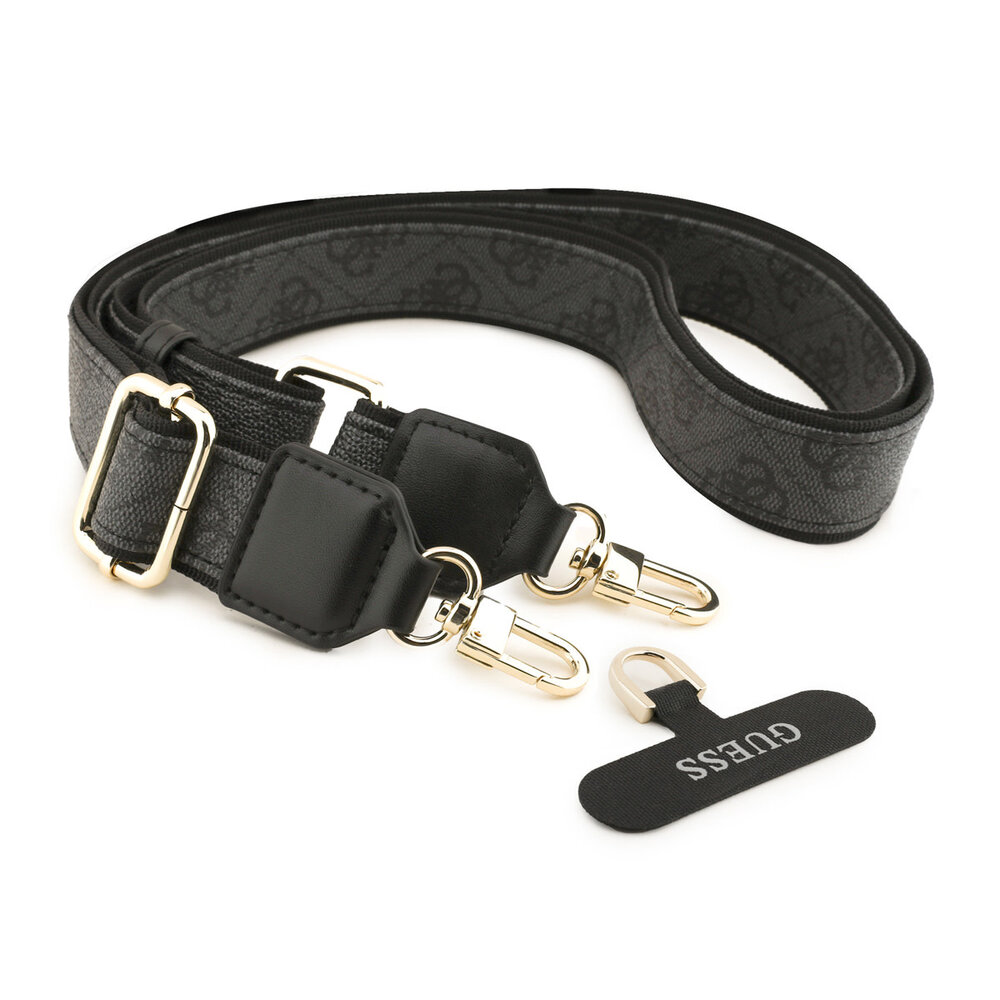 Guess Guess iPhone 17 Pro Back cover coque - Noir - MagSafe With Crossbody Lanyard - 4G Triangle Logo