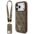 Guess Guess iPhone 17 Pro/iPhone 18 Pro Coque arrière MagSafe cordon bandoulière 4G logo triangulaire - Marron