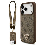 Guess Guess iPhone 17 Pro Back cover case - MagSafe With Crossbody Lanyard - 4G Triangle Logo - Brown