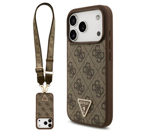 Guess Guess iPhone 17 Pro Back-Cover hul - MagSafe With Crossbody Lanyard - 4G Triangle Logo - Braun