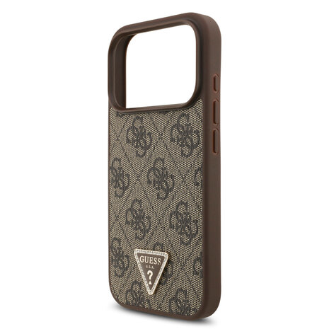 Guess Guess iPhone 17 Pro Backcover hoesje - MagSafe With Crossbody Lanyard - 4G Triangle Logo - Bruin