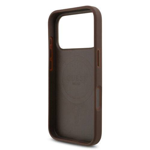 Guess Guess iPhone 17 Pro/iPhone 18 Pro Coque arrière MagSafe cordon bandoulière 4G logo triangulaire - Marron