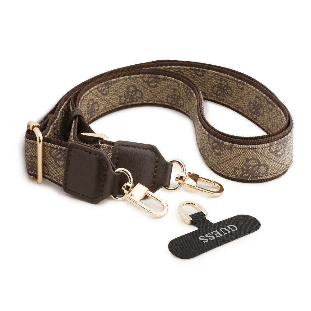 Guess Guess iPhone 17 Pro Backcover hoesje - MagSafe With Crossbody Lanyard - 4G Triangle Logo - Bruin