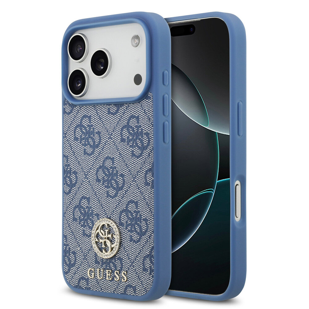 Guess Guess iPhone 17 Pro Backcover hoesje - MagSafe - 4G Strass Logo - Blauw