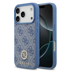 Guess iPhone 17 Pro/iPhone 18 Pro Handyhülle MagSafe 4G-Logo mit Strass - Blau