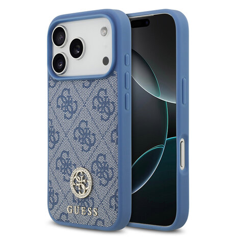 Guess Guess iPhone 17 Pro Back cover coque - Bleu - MagSafe - 4G Strass Logo Guess Guess iPhone 17 Pro Back cover coque - Bleu - MagSafe - 4G Strass Logo