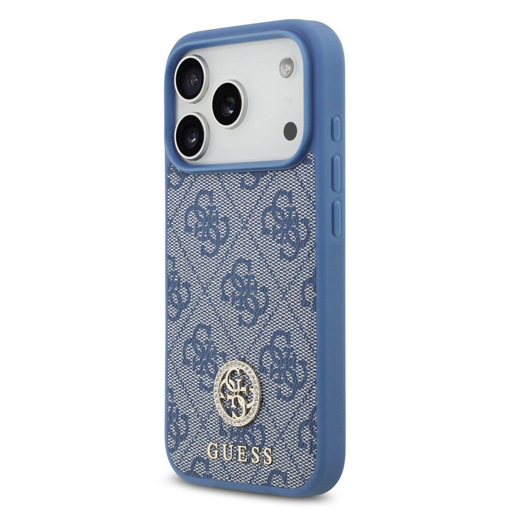 Guess Guess iPhone 17 Pro Backcover hoesje - MagSafe - 4G Strass Logo - Blauw