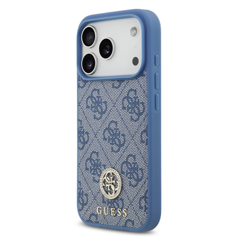 Guess Guess iPhone 17 Pro Backcover hoesje - MagSafe - 4G Strass Logo - Blauw