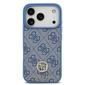 Guess Guess iPhone 17 Pro/iPhone 18 Pro Coque arrière MagSafe Logo 4G en strass - Bleu