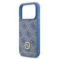 Guess Guess iPhone 17 Pro/iPhone 18 Pro Coque arrière MagSafe Logo 4G en strass - Bleu