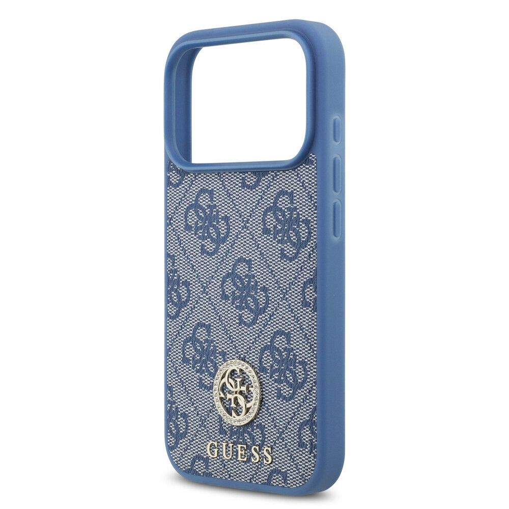 Guess Guess iPhone 17 Pro Back-Cover hul - MagSafe - 4G Strass Logo - Blau Guess Guess iPhone 17 Pro Back-Cover hul - MagSafe - 4G Strass Logo - Blau