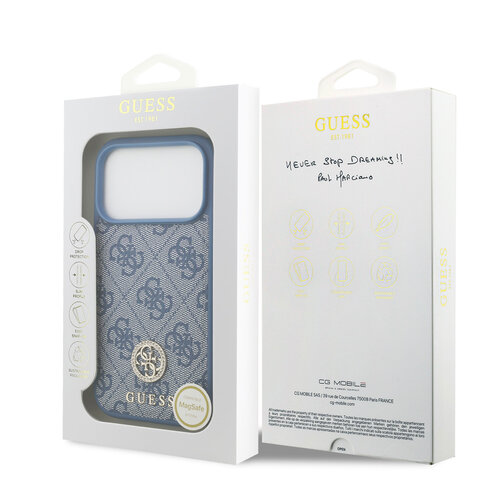 Guess Guess iPhone 17 Pro/iPhone 18 Pro Handyhülle MagSafe 4G-Logo mit Strass - Blau