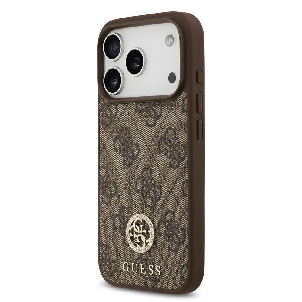 Guess Guess iPhone 17 Pro Back cover coque - Marron - MagSafe - 4G Strass Logo