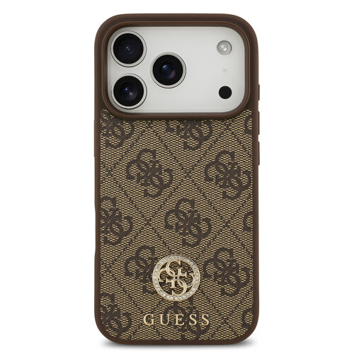 Guess Guess iPhone 17 Pro/iPhone 18 Pro Coque arrière MagSafe Logo 4G en strass - Marron