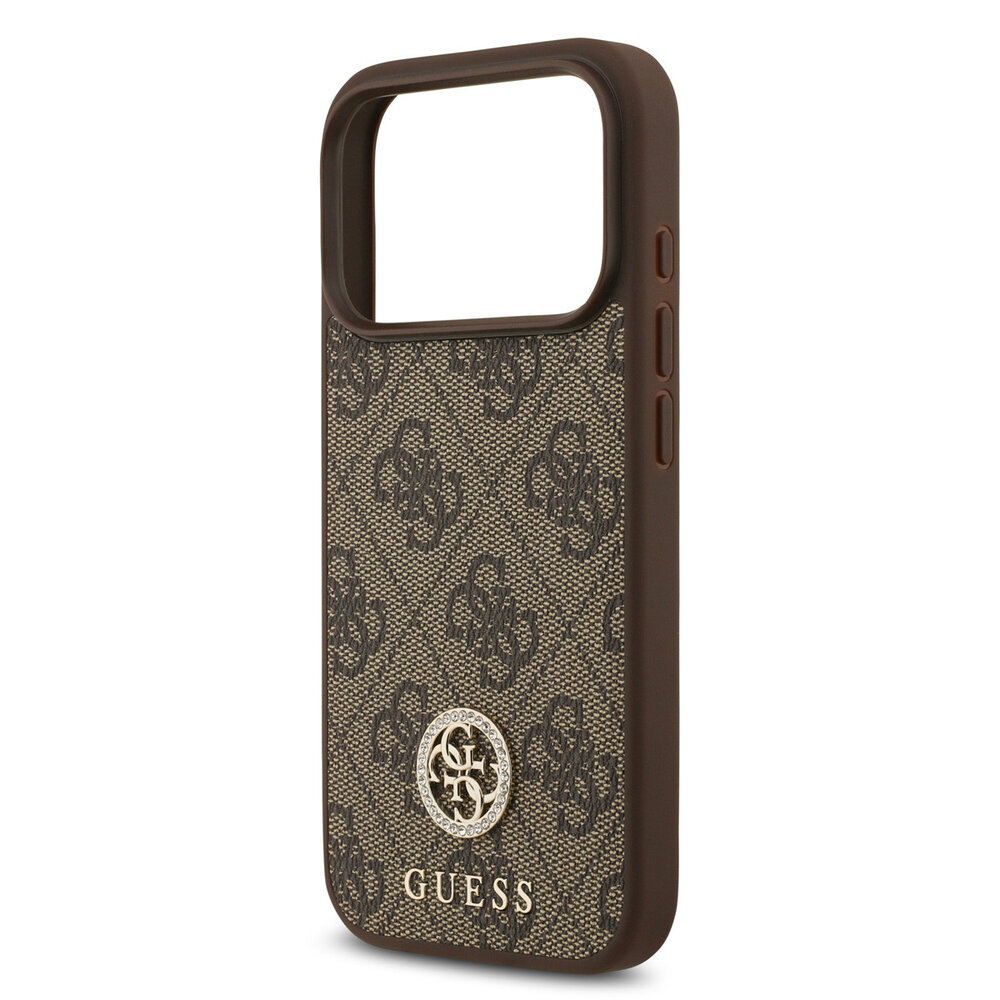 Guess Guess iPhone 17 Pro Back-Cover hul - MagSafe - 4G Strass Logo - Braun Guess Guess iPhone 17 Pro Back-Cover hul - MagSafe - 4G Strass Logo - Braun