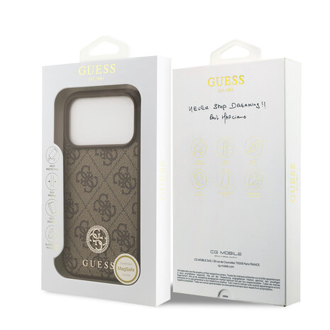 Guess Guess iPhone 17 Pro Back cover case - MagSafe - 4G Strass Logo - Brown