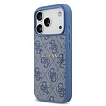 Guess Guess iPhone 17 Pro/iPhone 18 Pro Coque arrière MagSafe similicuir PU Logo 4G classique - Bleu